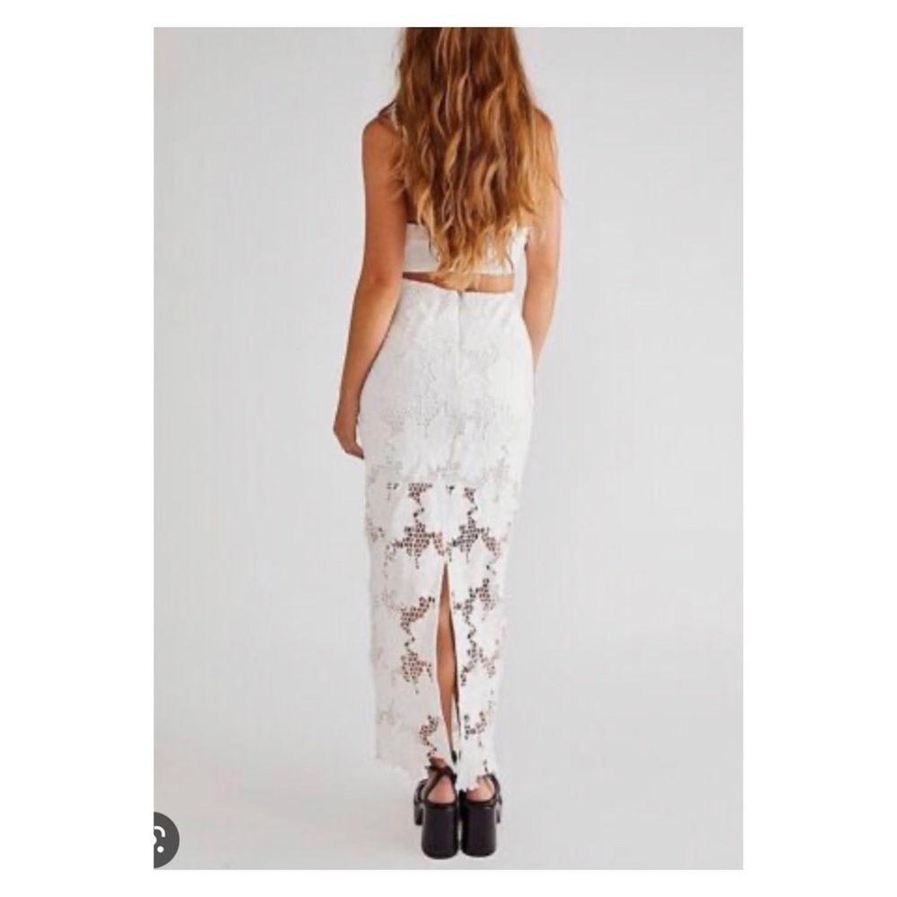 Rumer x Free People White Crochet Lace Maxi Skirt Tropez Medium NWT - Picture 7 of 11